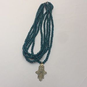 African Charity Paper Bead Necklace w/Pendant